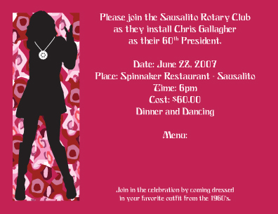 Rotary 60's Party Invite & RSVP Cards