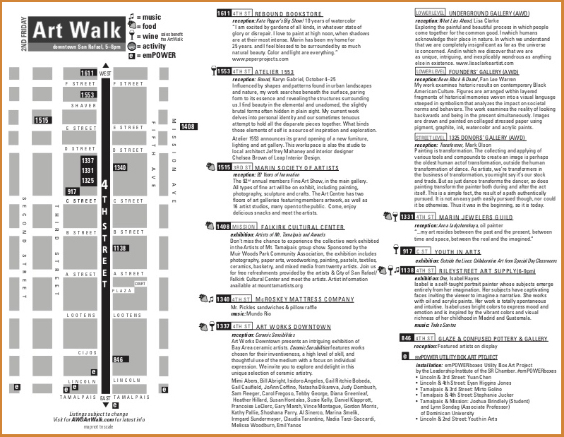 Art Walk Map Printed Brochure Graphic Design San Rafael