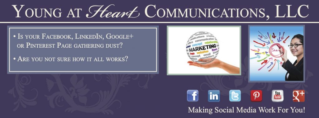 Diane Castro Young at Heart Communications Facebook Business Page Cover Image