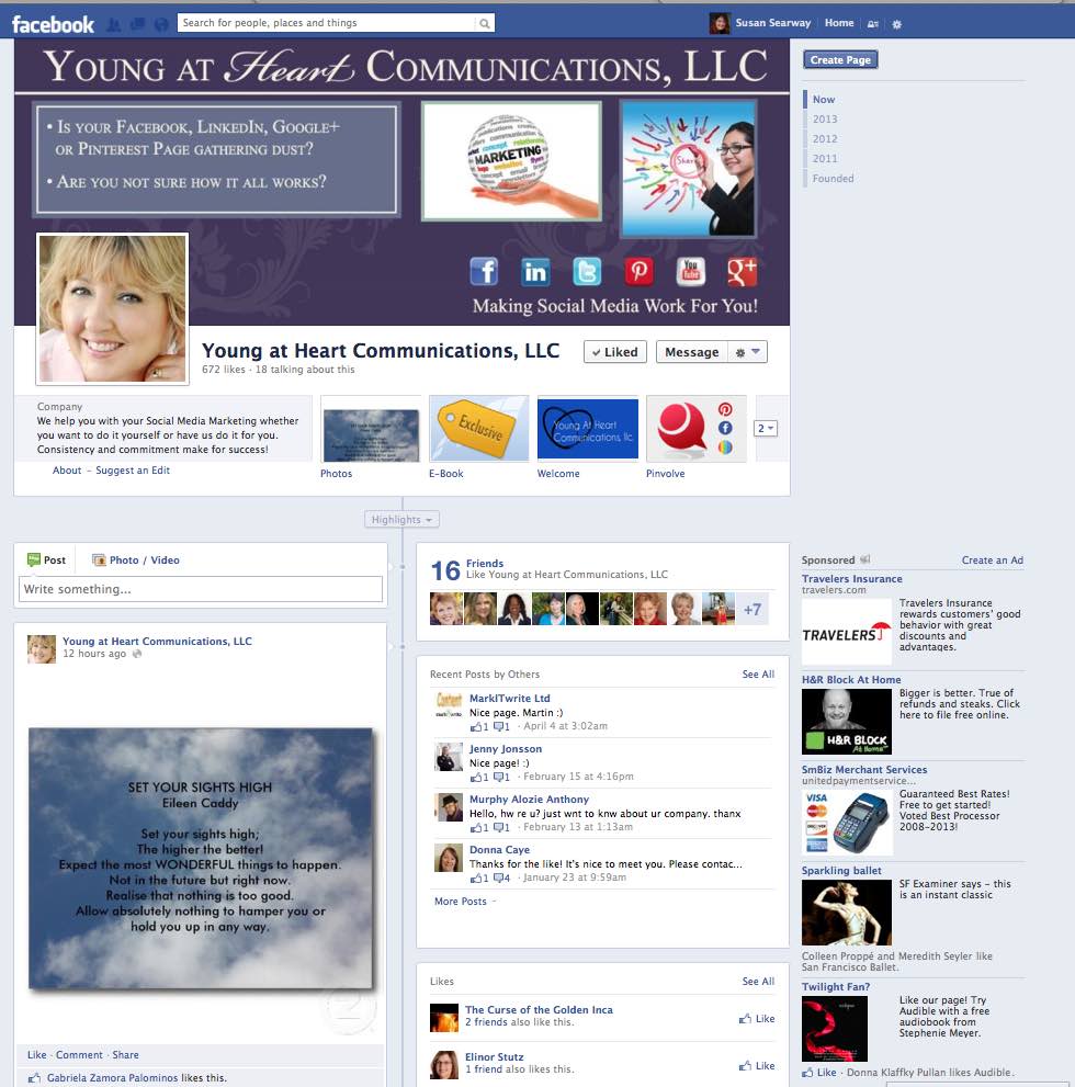 Diane Castro Young at Heart Communications Facebook Business Page