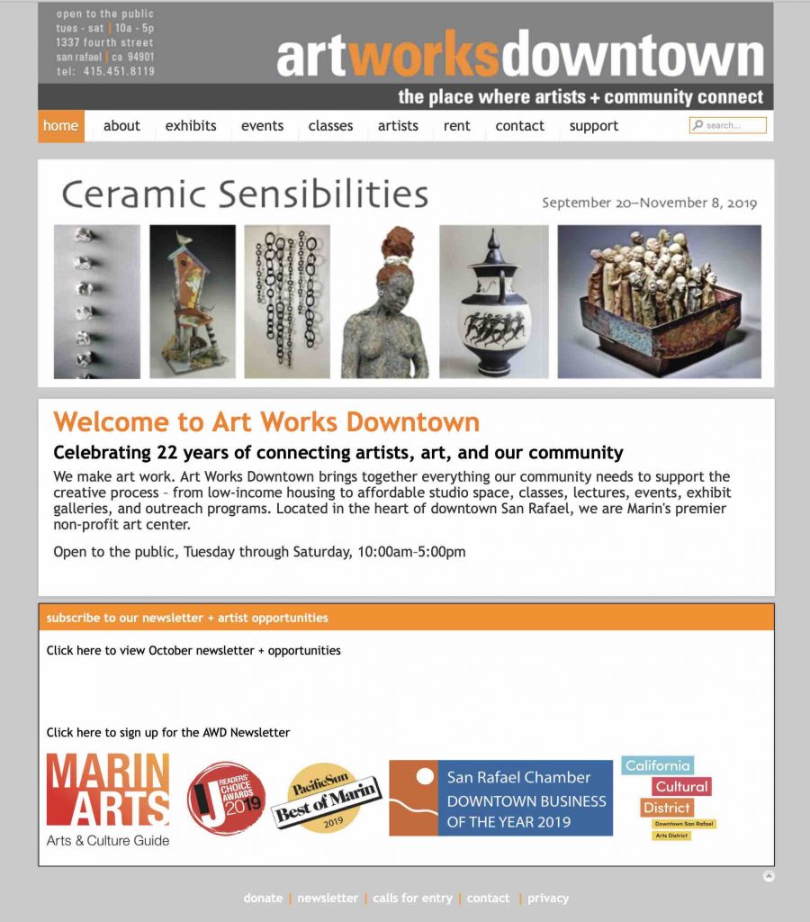 Art Works Downtown Joomla Wensite maintained by Susan Searway Art & Design