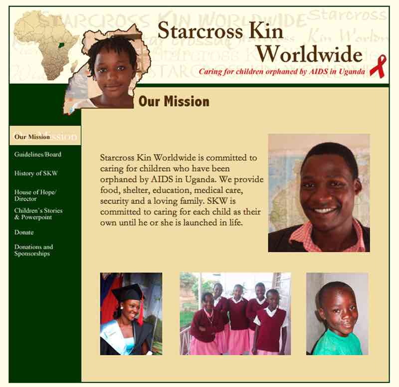 Starcross Kin Worldwide Website designed by Susan Searway Art & Design