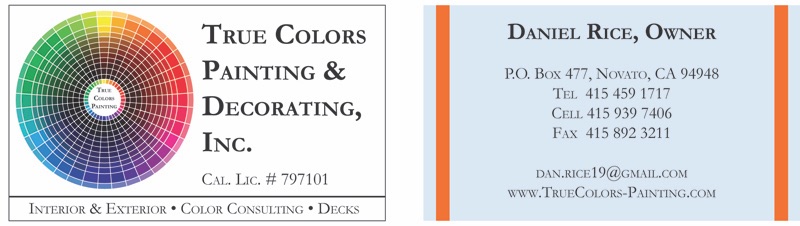 True Colors Painting & Decorating, Inc. Business Cards