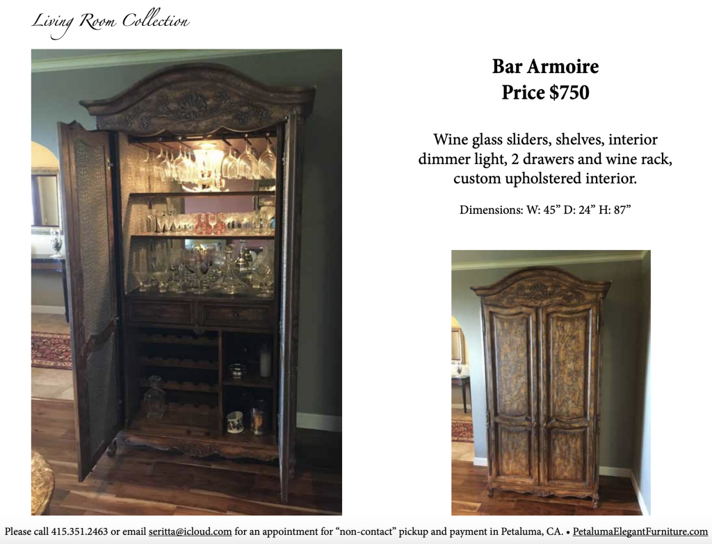  Petaluma Elegant Furniture |  Bar Armoire | Furniture Description PDF