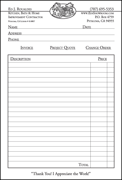 Ed J. Roualdes, Contractor- Idenity Package - Order Form