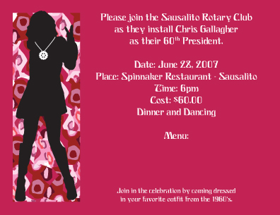 Rotary 60s Party  Invite & RSVP Cards