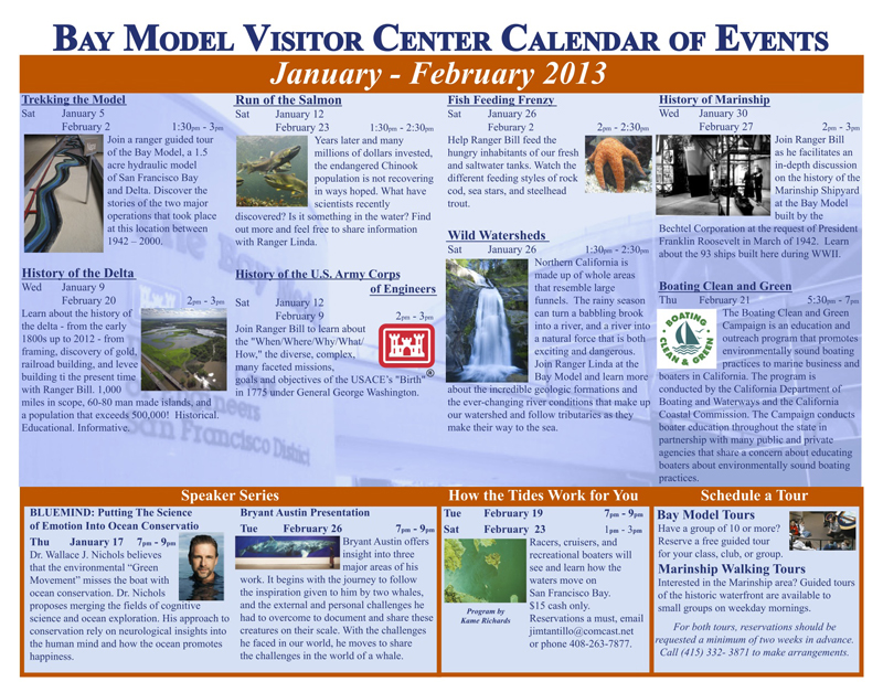 Bay Model Visitor Center Bi-Monthly Calendar