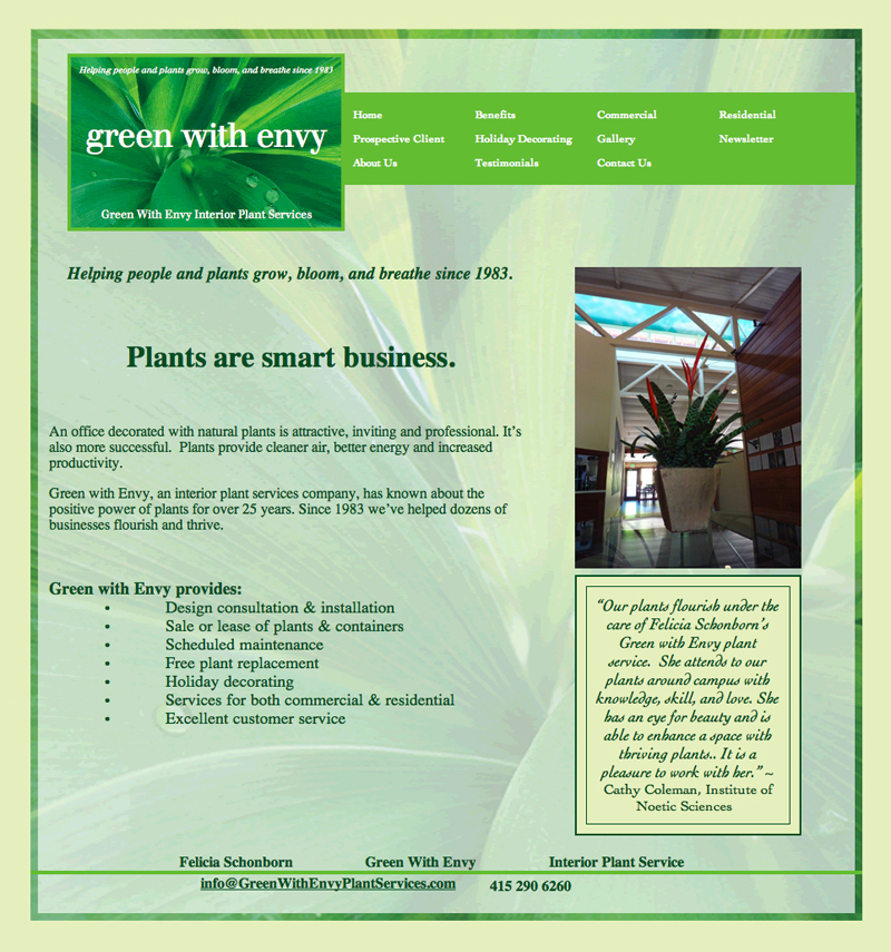 Green with Envy Plant Services - Website