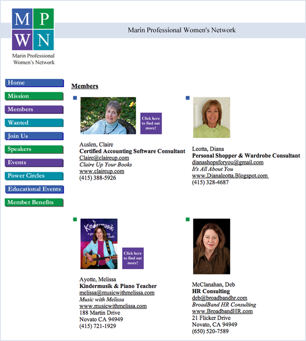 Marin Professional Women's Network - Website