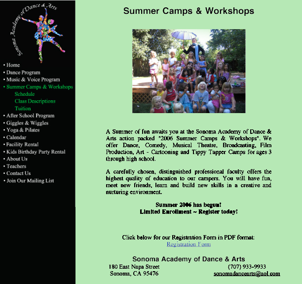 Sonoma Academy of Dance & Arts- Website