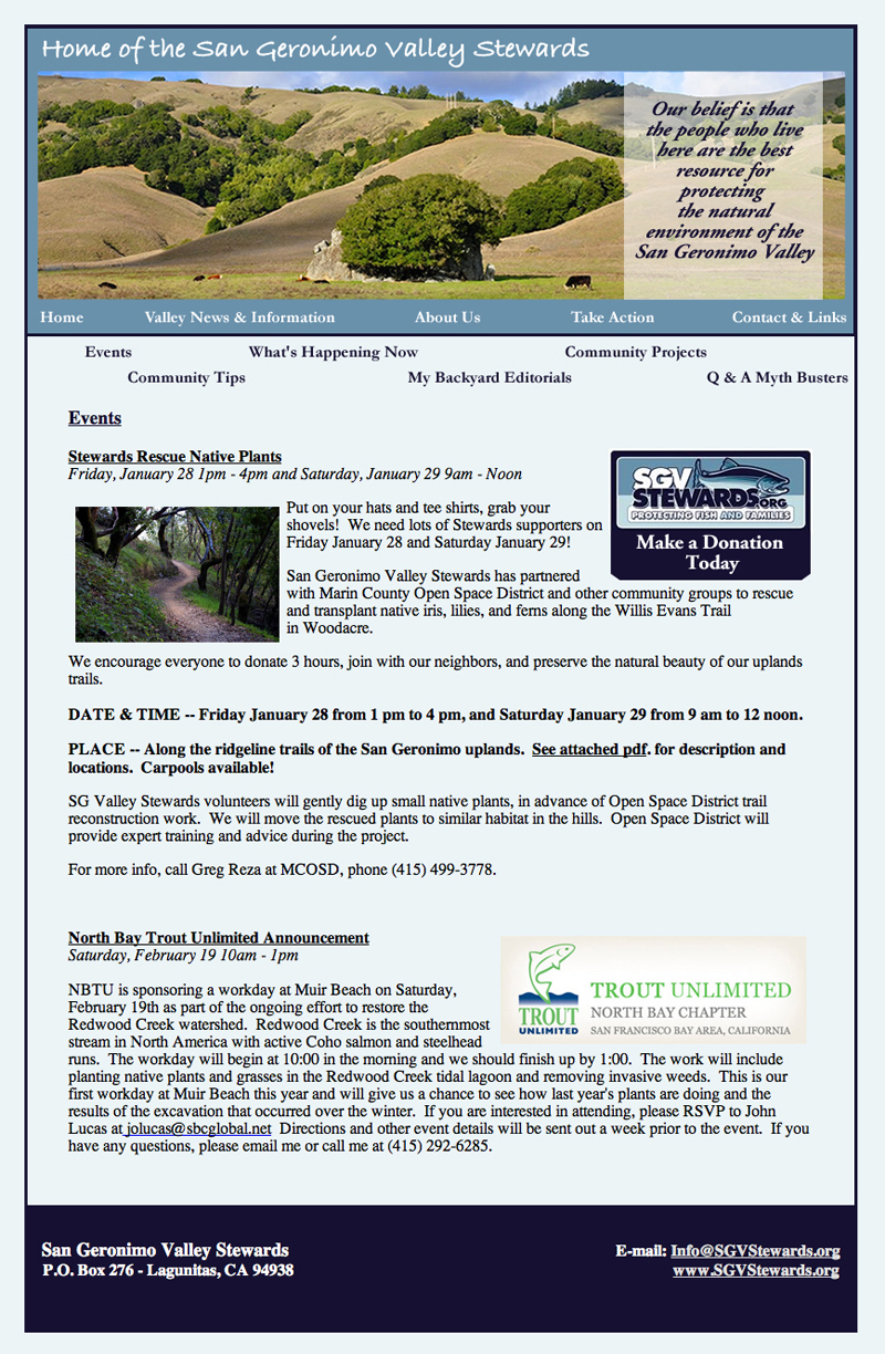 San Geronimo Valley Stewards- Website