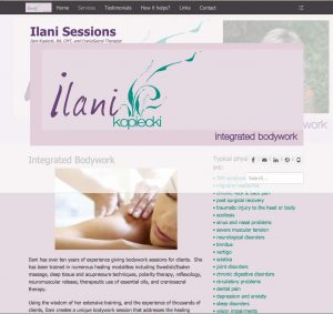 Ilani Bodywork Page with Social Media Buttons