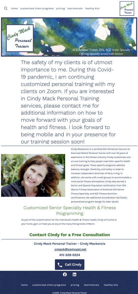 Cindy Mack Personal Trainer WordPress Website